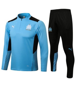 Olympique De Marseille Blue Men's Soccer Tracksuit Football Kit 2021-2022