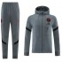 Paris Saint-Germain Light Gray Soccer Hoodie Tracksuit Mens Football Training 2021-2022