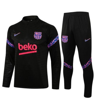 Barcelona Black Men's Soccer Tracksuit Football Kit 2021-2022