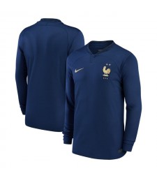 France Home Long Sleeve Soccer Jersey Football Clothes Uniforms World Cup Qatar 2022