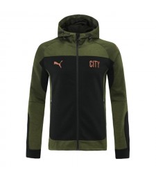 Manchester City Army Green Soccer Hoodie Jacket Men's Football Tracksuit Training 2021-2022