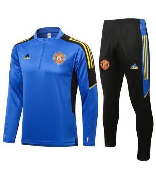 Manchester United Blue Men's Soccer Tracksuit Football Kit 2021-2022