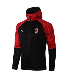 AC Milan Black Soccer Hoodie Jacket Mens Football Tracksuit Uniforms 2021-2022