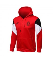 AC Milan Red-Black-White Men's Soccer Hooded Jacket Tracksuit Football Kit 2021-2022