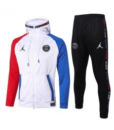 Jordan Paris Saint Germain Red-White-Blue Kids Kit Football Hoodie Jacket Soccer Tracksuit 2020-2021
