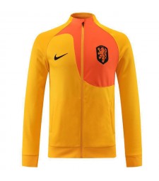 Netherlands Soccer Jacket Men's Yellow Football Tracksuit Set 2022-2023