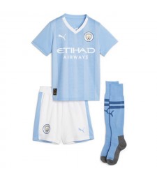 Manchester City Home Soccer Jersey Kids Kit Youth Football Uniforms 2023-2024