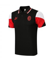 AC Milan Black Red White Men's Soccer Polo Football Uniform 2021-2022