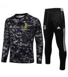 Juventus Black Gray Camouflage Men's Soccer Tracksuit Football Kit 2021-2022